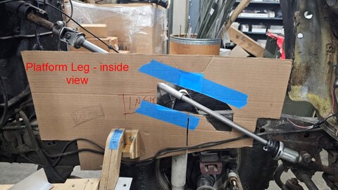 Inside view of the platform leg template showing the steering shaft's path